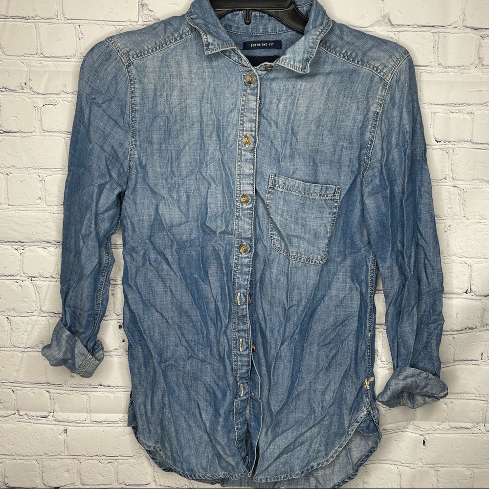 Denim long sleeve shirt boyfriend fit size XS